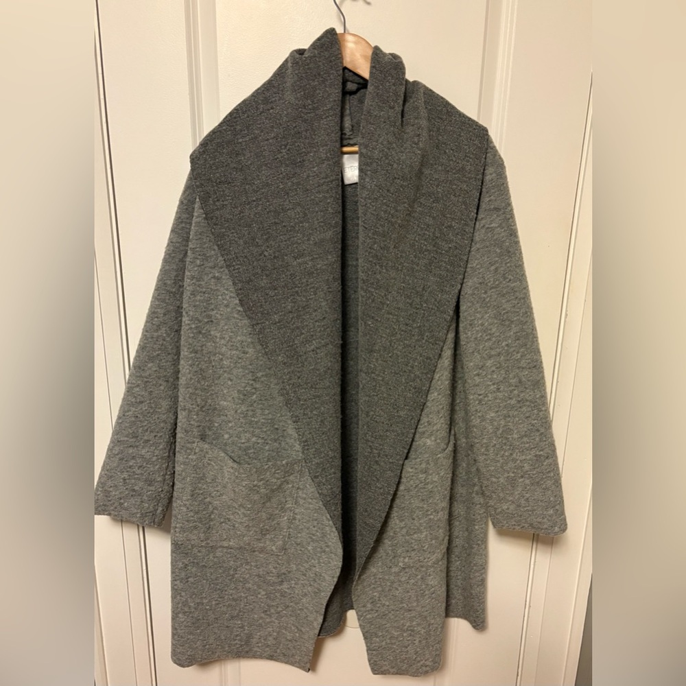 Gray Open Front Shawl Coat
